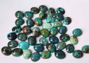 Cabochon Ovale Turquoise Tibétaine Naturelle 6x8mm Qualité Supérieure-Ovale Turquoise Tibétaine Lâche - Product Image 6