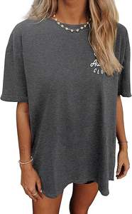 Camiseta de algodón extragrande para mujer, camiseta de moda con logotipo impreso personalizado OEM para ropa de verano - Product Image 3