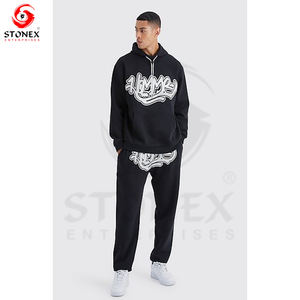 Sweat à capuche personnalisé de haute qualité XXL surdimensionné avec impression bouffante Ensemble de vêtements de sport décontractés d'hiver pour hommes avec logo Survêtement à capuche - Product Image 5