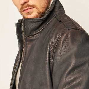 Meilleure vente Veste en cuir de motard à fermeture éclair à bas prix Manteau zippé de haute qualité Vestes en cuir vintage personnalisées pour hommes - Product Image 4