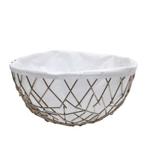 Latest Decorative Storage Containers <b>Cloth</b> & Iron Round Wire Bowl Nickel Plated <b>Silver</b> Color Fruit Bow in Bulk - Product Image 2