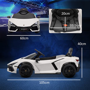 Voiture électrique pour enfants AIYAPLAY avec lumières LED, klaxon et télécommande, en plastique et en acier, 105x60x40 cm, blanc - Product Image 3