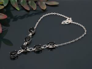 Collier en argent sterling 925 fait à la main avec spinelle noir, forme ovale, pierre précieuse solitaire, bijou cadeau élégant - Product Image 3