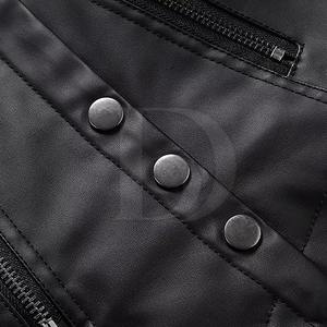 Chaqueta de cuero genuino de invierno 2023 para mujer, cuello levantado, cremallera, relleno de algodón teñido largo liso a la moda, talla XL, punto sólido - Product Image 4