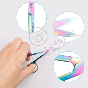 2 PCS Ciseaux de manucure en acier inoxydable multicolore Impression de logo personnalisé Prix d'usine Rose Stakel Concept Eco-Friendly Straight - Product Image 4