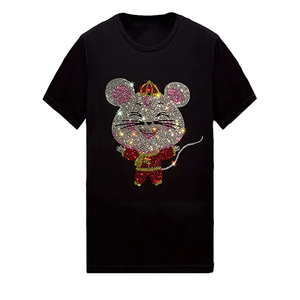 Camisetas de diamantes de imitación de diseño de moda, camisetas cómodas de diamantes de imitación de varios colores, camisetas de diamantes de imitación con etiqueta personalizada - Product Image 1