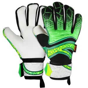 Gant de gardien de but de football vert et noir avec doigts renforcés et dragonne réglable pour utilisation en match - Product Image 2