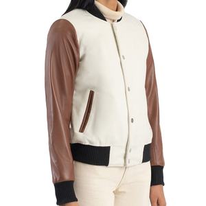 Chaquetas Varsity de Lana de Manga Larga para Mujer, Fabricadas Profesionalmente, con Hombros Caídos, Chaquetas Varsity Personalizadas con Letras para Damas - Product Image 2