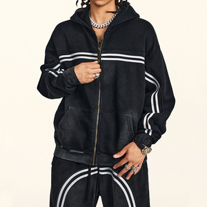 Chándal personalizado para hombre con hombros caídos, lavado al sol, contraste, correas, peso pesado, 100% algodón, con capucha, transpirable, frente de invierno - Product Image 3