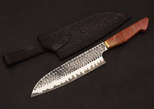 Couteau de chef de cuisine en acier Damas personnalisé en gros avec gaine en cuir OEM ODM fait à la main de haute qualité Service - Product Image 4