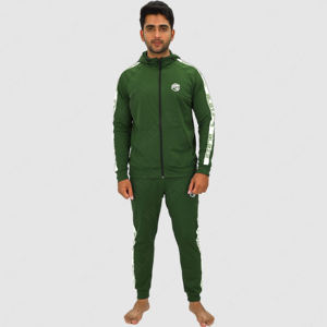 Ensemble de 2 pièces de survêtement de fitness avec fermeture à glissière intégrale personnalisé OEM Vente en gros conception de panneau de rayure latérale survêtement de sport personnalisé pour hommes - Product Image 2