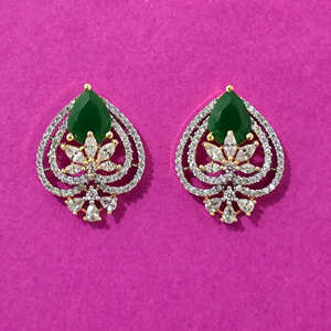 Pendientes colgantes de moda hechos a mano Tops de circonita cúbica de alta calidad con revestimiento de 2 tonos para exportación - Product Image 2