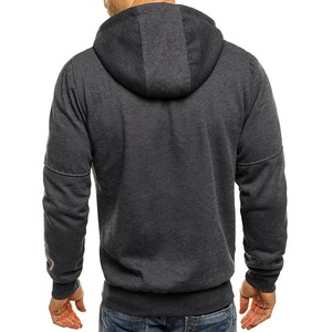 Chaqueta con capucha informal de manga larga para hombre, sudadera deportiva de gimnasio con cremallera de Color sólido para primavera otoño 100%, Material teñido liso de algodón - Product Image 3