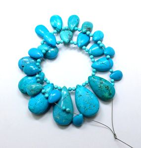 Arizona Turquoise Lisse Poire Forme Perles Naturel Turquoise Gemme Briolette Perles 9X7MM À 25X13MM 8''Inch Fabrication de Bijoux - Product Image 3