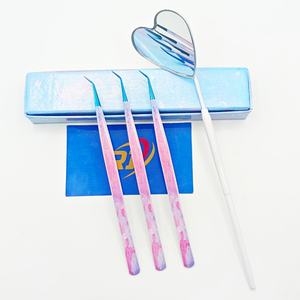 Pinzas profesionales de Extensión de pestañas de acero inoxidable aislamiento de volumen OEM Rosa Ombre 45 grados antimagnético antiestático - Product Image 1