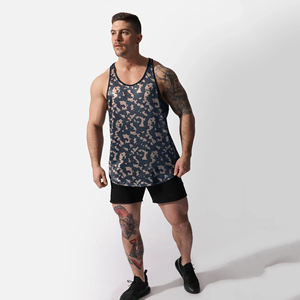 2023 personnalisé hommes 100% coton Gym Stringers gilet décontracté Singlet débardeur avec motif 3D coupe ample tricoté en vrac approvisionnement - Product Image 4