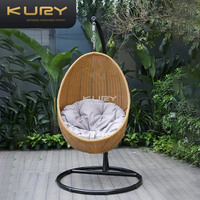 Fauteuil suspendu œuf individuel en rotin pour extérieur, mobilier de jardin et de terrasse, avec support métallique, pour hôtels et complexes hôteliers