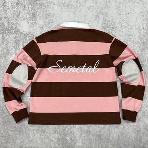 Camiseta Premium de Corte Cuadrado, Bordada, Gruesa, Personalizada, Estilo Rugby, Polo a Rayas, Streetwear, Algodón, Manga Larga, Talla Grande - Product Image 2