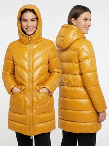 Abrigos Acolchados Largos de Moda con Capucha para Invierno, Abrigos Acolchados Cálidos con Cierre de Cremallera, Bolsillos Delanteros, Corte Entallado, Abrigos Acolchados Casuales para Mujer - Product Image 6