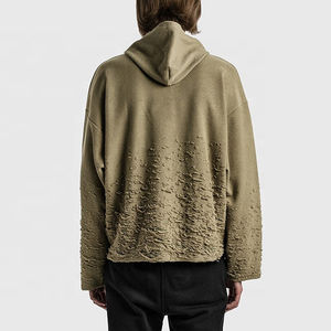 Sudadera Personalizada 100% Algodón, Invierno, Gruesa, Estilo Vintage, Lavado Ácido, Tallas Grandes para Hombre, con Parches Bordados, Efecto Desgastado, Transpirable y Forrada - Product Image 3