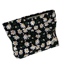 Andrea Lady Fashion Makeup <b>Bag</b> Large Capacity Water Resistant Zipper Closure Portable Canvas Flower Embroidery for Outdoor Use - Product Image 3