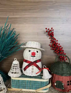 Portavelas de Navidad de ratán Vintage decoración de vacaciones rústica Natural para festividades caseras cálidas ecológicas - Product Image 2