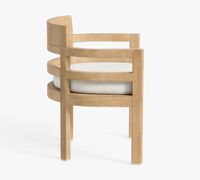 Ensemble de table à manger ronde d'extérieur moderne en teck massif, chaises rembourrées durables, écologiques, pliables, rangement facile, 4 places, pour villa