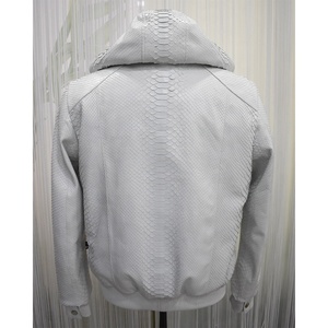 Heren Python Reliëf Leren Jas, Nieuwe Afneembare Capuchon Stijl Echt Zwart Koeienleer - Product Image 6