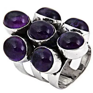 "Moissanite <b>Ring</b> <b>for</b> <b>Women</b> with 925 Silver and Amethyst Gemstone" - Product Image 1
