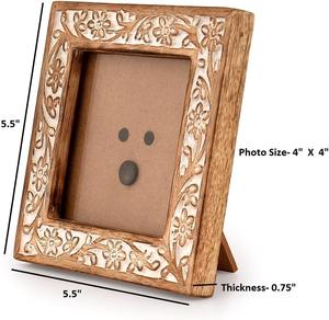 Faizacraft Handmade Modern Rectangle Wood <b>Photo</b> <b>Frame</b> Custom Printed Wall Mountable Memorable Image <b>Clips</b> Holder Tabletop - Product Image 5