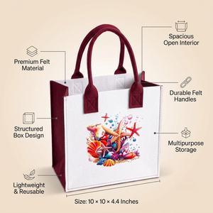 Sac fourre-tout pour femme SeaBloom, style bohème d'été, en feutre non tissé, ouvert, couleur unie, Priglob Exim Gujarat - Product Image 4