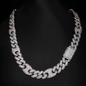 Luxury Rhodium Plated Iced Out Cuban Link Necklace VVS Moissanite Hip Hop Jewelry for Orthodox Gift & Party - Product Image 1