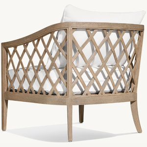 Sofá individual de madera de teca de estilo moderno para uso en exteriores, duradero y con asiento suave. - Product Image 3