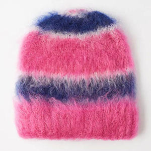 Bonnet en mohair fait sur mesure, bonnets d'hiver en acrylique colorés, bonnets de créateur avec tricot épais et logo personnalisé, bonnets jacquard - Product Image 1