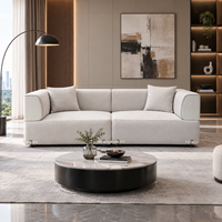 Modernes Designer-Modulsofa in Karamellbraunem Stoff, L-förmige Couch mit Chaiselongue für Luxusvilla-Innenräume