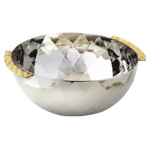 Bol de service au design unique pour la maison, hôtel, cuisine, vaisselle, couleur argent, forme ronde, acier inoxydable - Product Image 1