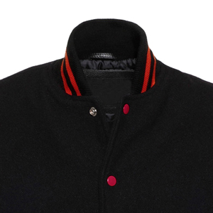 เสื้อแจ็คเก็ตเบสบอลแขนยาวพิมพ์ลายนูนแบบกำหนดเองสำหรับผู้ชาย เสื้อแจ็คเก็ต Letterman แบบเรียบ คอตั้ง สำหรับฤดูหนาว ขายส่ง - Product Image 3