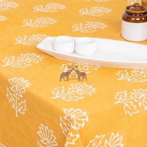 Mantel de Mesa de Lujo con Estampado Floral de Loto Dabu, Hecho a Mano en Algodón, para Hogar, Fiestas, Hoteles y Bodas - Product Image 4