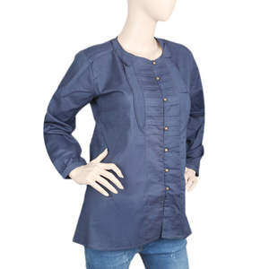 Women'<b>s</b> Full Sleeves Western Top - Steel Blue - Product Image 4