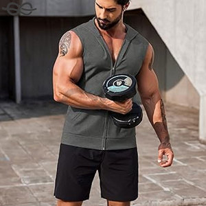 Débardeurs à capuche d'entraînement pour hommes Chemises de gymnastique sans manches Muscle Cut Off Bodybuilding Hoodies Fitness Activewear - Product Image 4