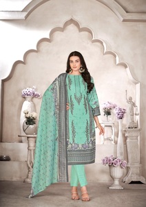 Colección de trajes de trabajo bordados Mal Dupatta de algodón de estilo puro para verano - Product Image 4