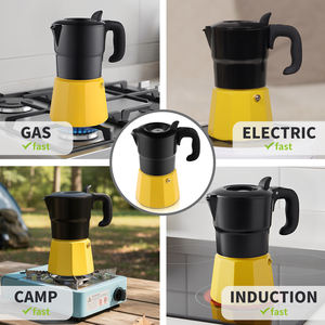<span class=keywords><strong>Cafetière</strong></span> Moka en aluminium jaune de qualité alimentaire, 3 tasses, style <span class=keywords><strong>vintage</strong></span>, rétro, décoration de cuisine, <span class=keywords><strong>cafetière</strong></span> à expresso pour un usage quotidien - Product Image 4