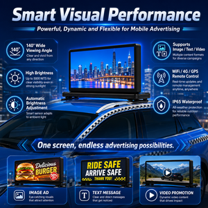 Pantalla LED de Alta Luminosidad de 5000nits para <span class=keywords><strong>Techo</strong></span> de Taxi, Pantalla LED de Doble Cara para <span class=keywords><strong>Techo</strong></span> de Automóvil, WiFi 4G GPS, Pantalla Móvil para Anuncios, IP65 Impermeable HD - Product Image 4
