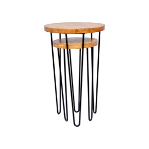 Modern Wooden and Metal Set of 2 Round Coffee <b>Table</b> for <b>Small</b> Living Rooms Retro Tea <b>Table</b> <b>Bedside</b> <b>Table</b> Home furniture - Product Image 4