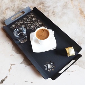 Round brass ramadan <b>tray</b> for contemporary households during ramadan festive food service and home decoration - Product Image 3