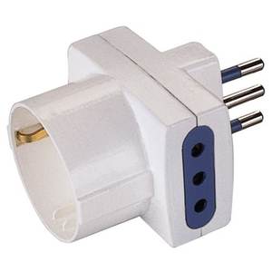 Adaptador de Enchufe Eléctrico Blanco 2 x 2P+T 10A Estándar Italiano, 1 x 2P+T 10A Estándar Italiano, Accesorios de Conector Alemán - Product Image 1