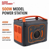 Estación de Energía Portátil con Batería LiFePO4 de 500W 384Wh, Generador Solar Profesional, Carga Rápida QC4.0, Altavoz Bluetooth, Luces RGB