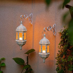 Linterna de vela marroquí colgante blanca de Metal hecha a mano más vendida, decoración de restaurante para el hogar al aire libre - Product Image 2