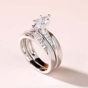 Ensemble de bagues en argent sterling de style Jeulia, coupe marquise diagonale - Product Image 6