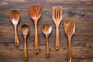 Cucharón de teca Colador de madera Sartén antiadherente Espátula Utensilios de cocina Cucharón de arroz de madera Cuchara para Fideos - Product Image 2